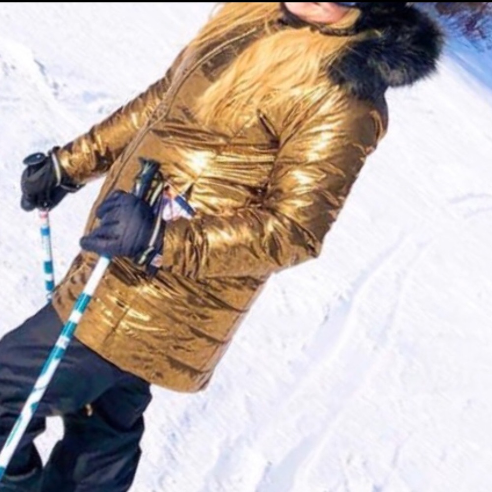 Metallic Gold North Face Jacket WORN ONCE